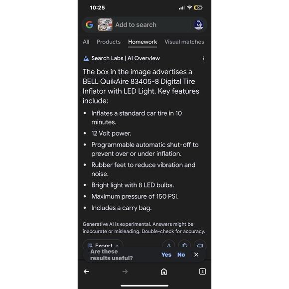 Bell Quik Aire Digital Tire Inflator with LED Light 83405-8 12 Volt 150 PSI New - Picture 11 of 11